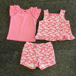 Janie and Jack adorable pink flamingo 3-piece set